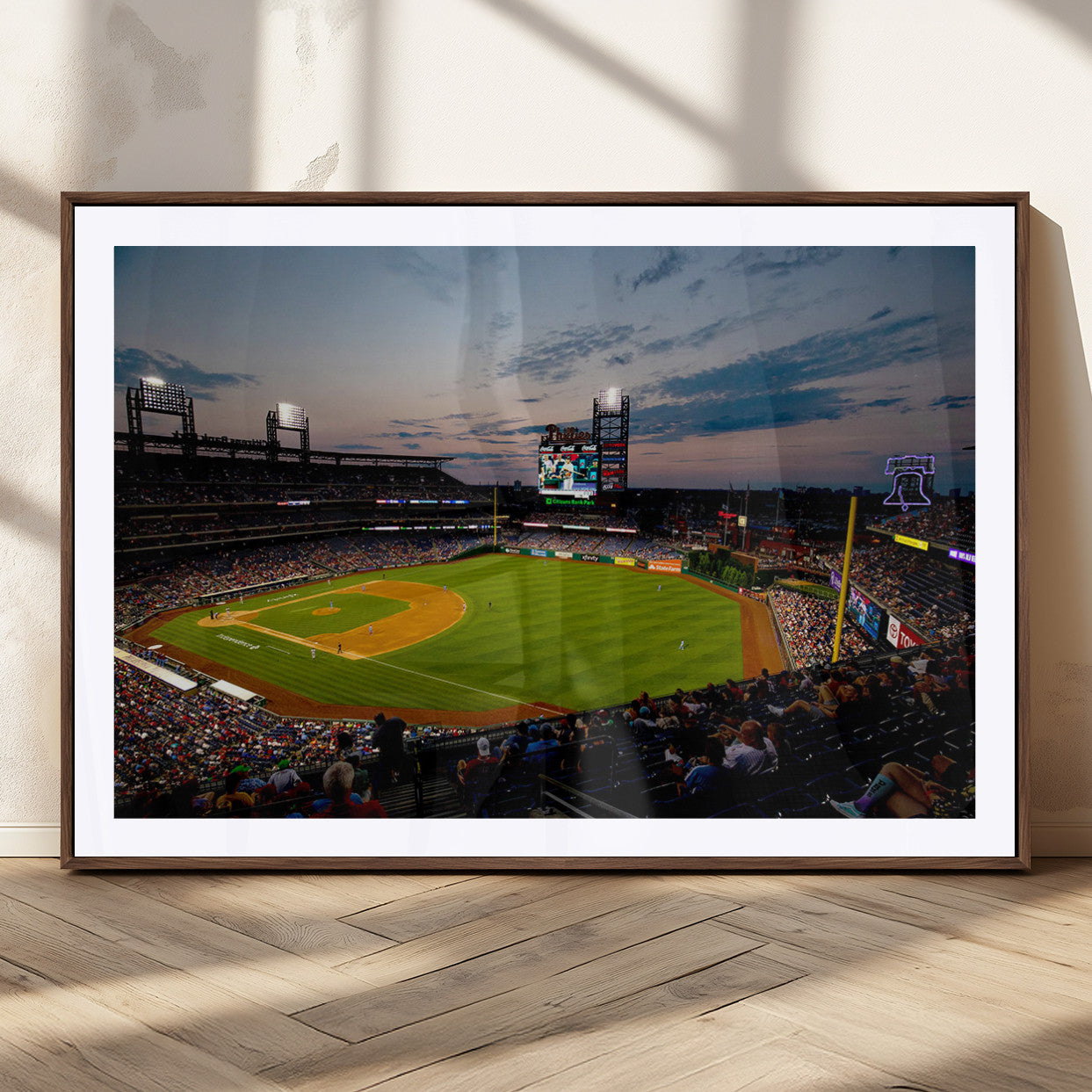 17415-MGC-FP-36x24_Walnut-Philadelphia Phillies Baseball Team Print - Citizens Bank Park Stadium Wall Art Canvas Print
