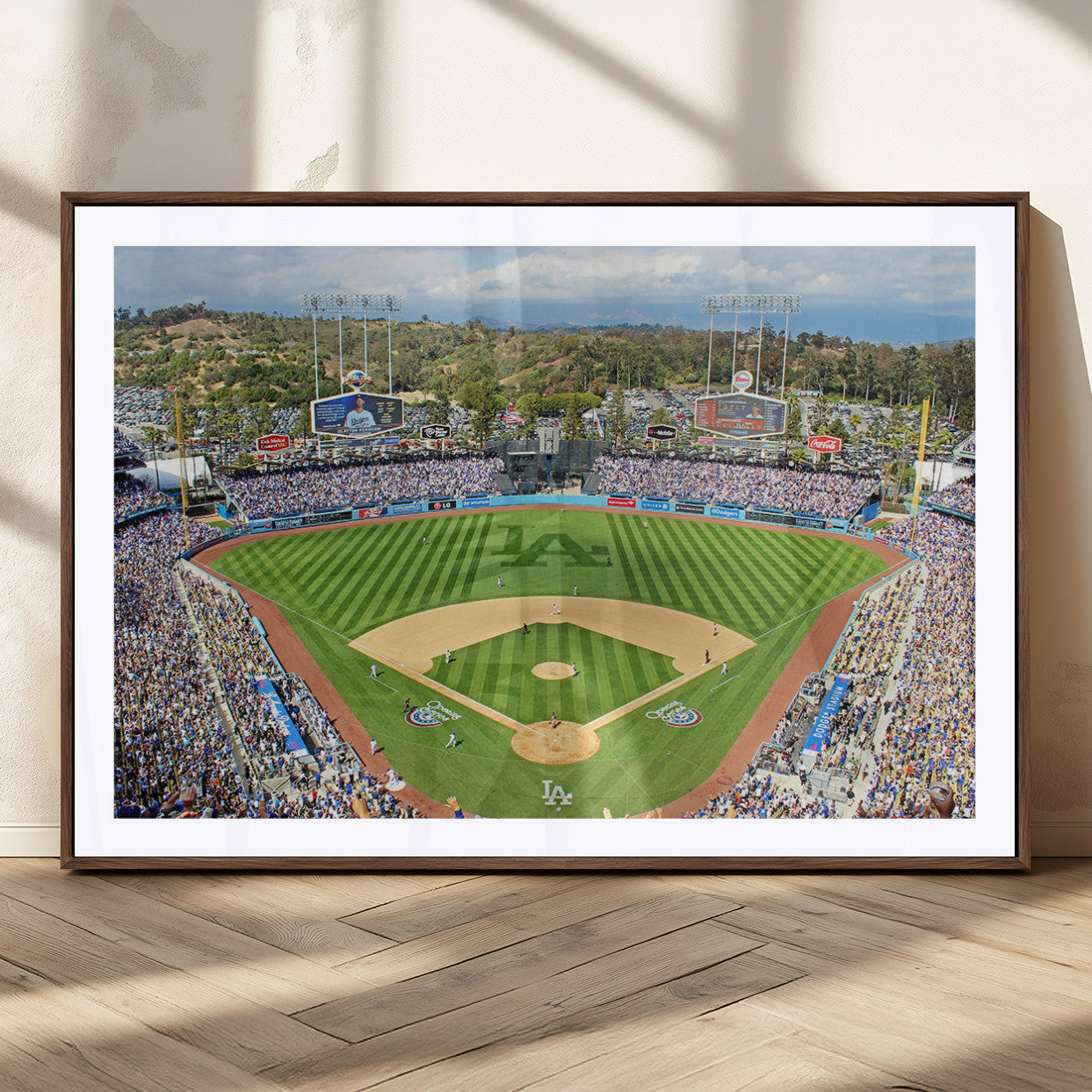 34760-MGC-FP-36x24_Walnut-Citi Field Wall Art Print | 3-Panel New York Mets Baseball Stadium Canvas Print | Framed Sports
