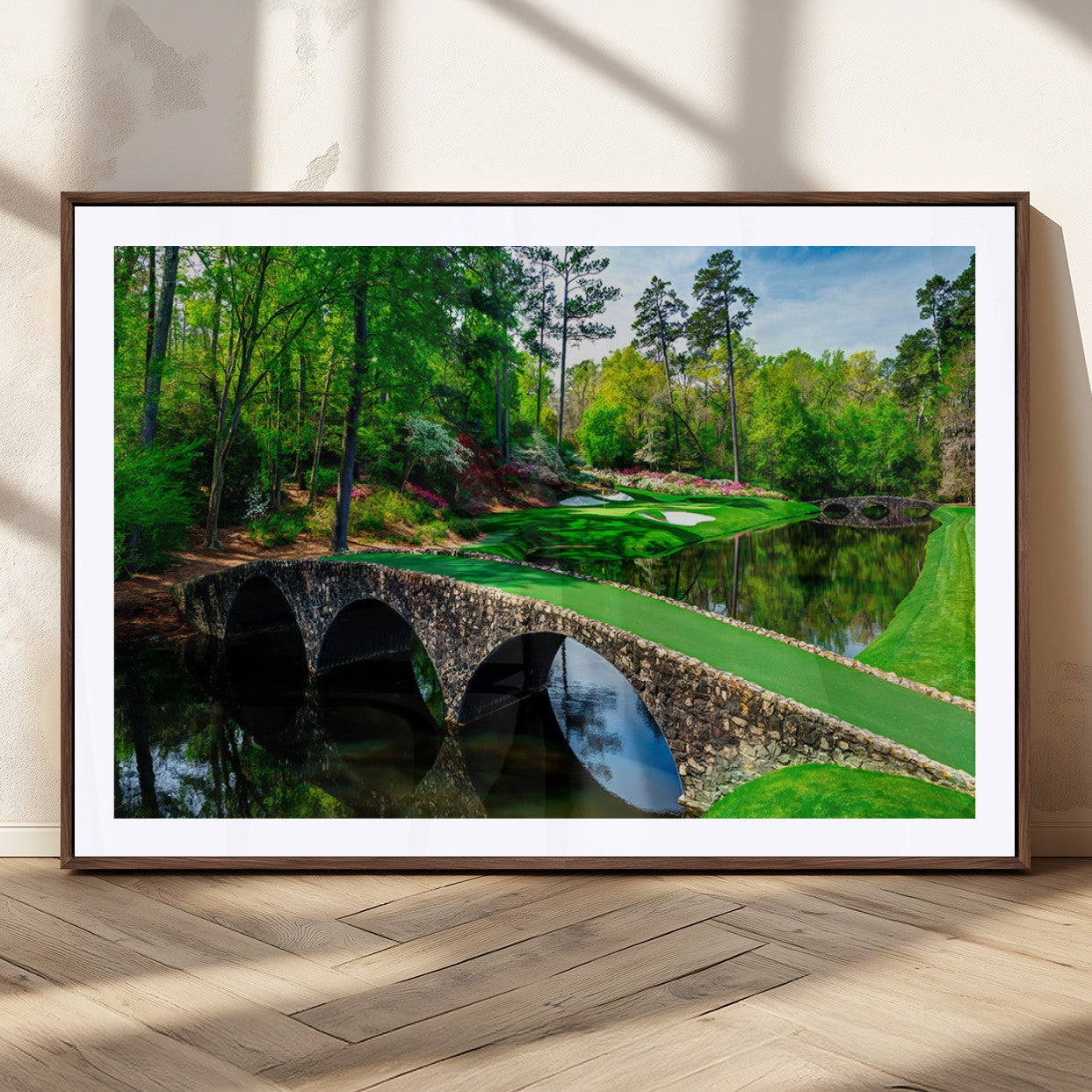MGC-FP-36x24 - Augusta National Golf Club Wall Art - Panoramic Bridge & Lush Greenery – Premium Framed,