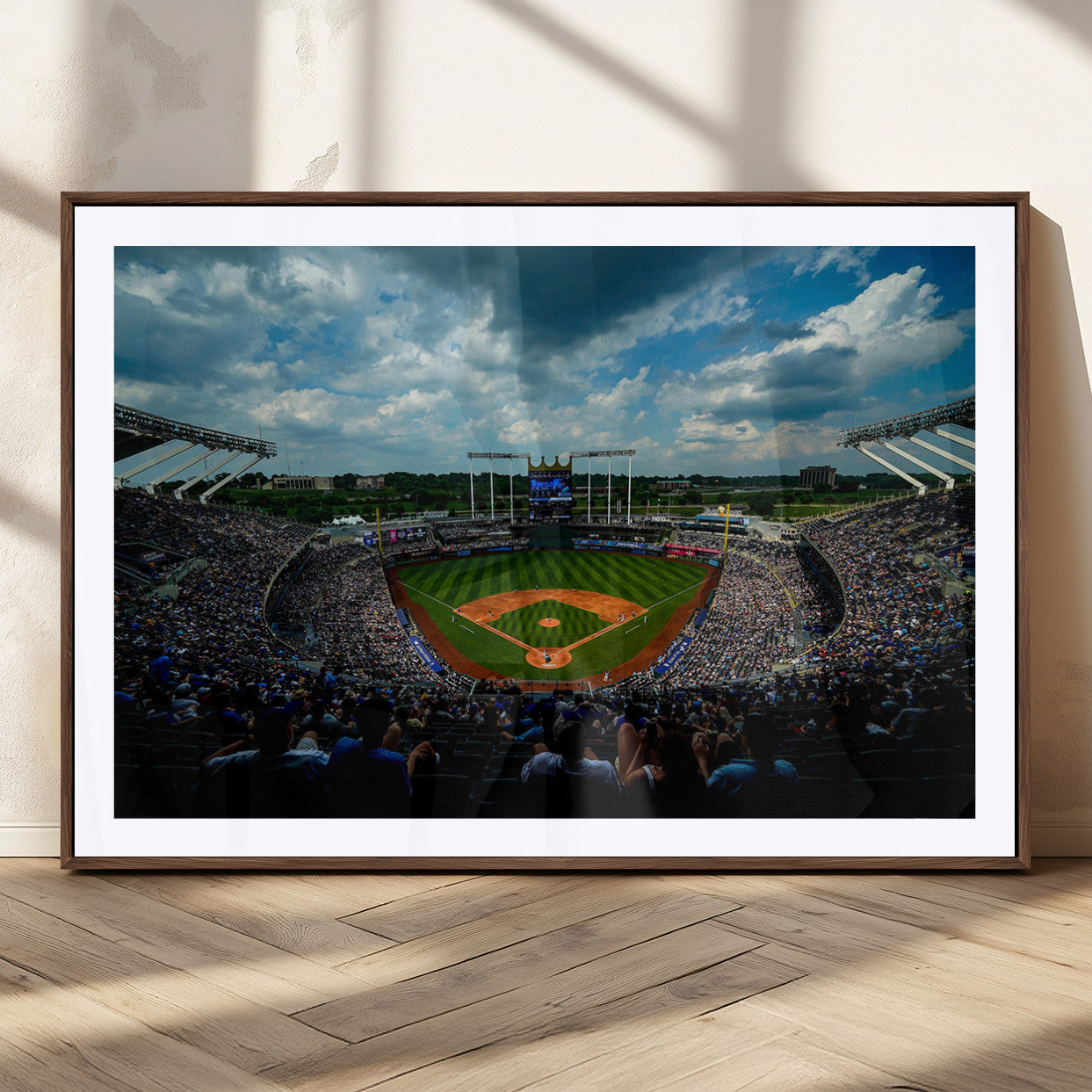 MGC-FP-36x24 - 3-Panel Kauffman Stadium Wall Art Print | Large Kansas City Royals Baseball Canvas Print for Sports