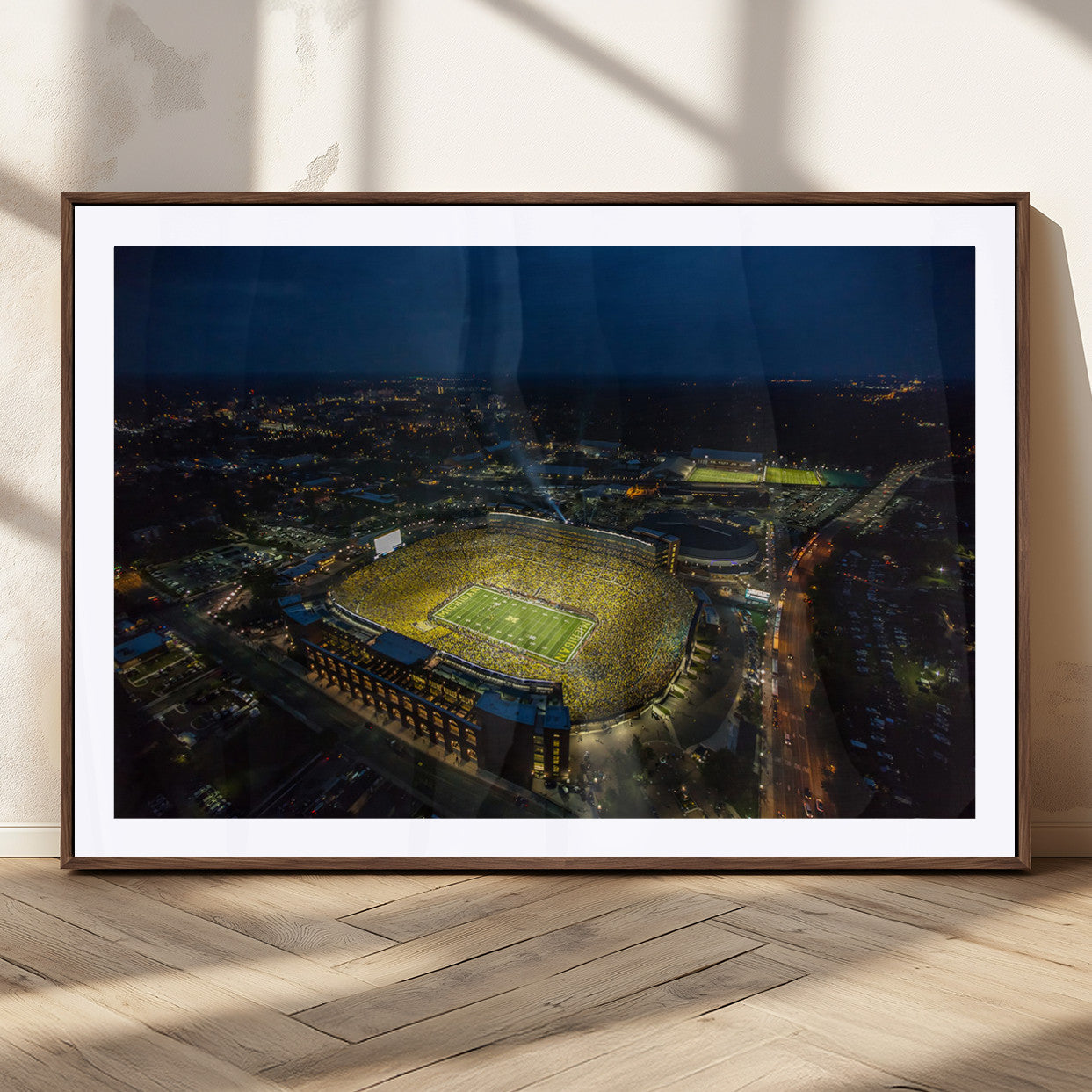 52519-MGC-FP-36x24_Walnut-Michigan Wolverines Football Team Print - Michigan Stadium Wall Art Canvas Print