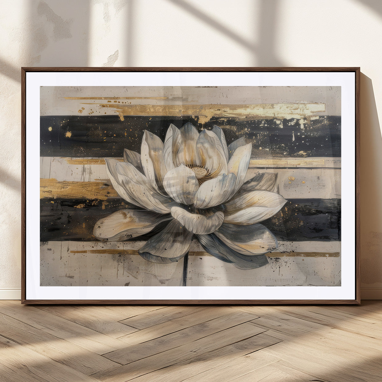MGC-FP-36x24 - Abstract Lotus Flower Wall Art Canvas Print, Meditation Yoga Room Wall Art