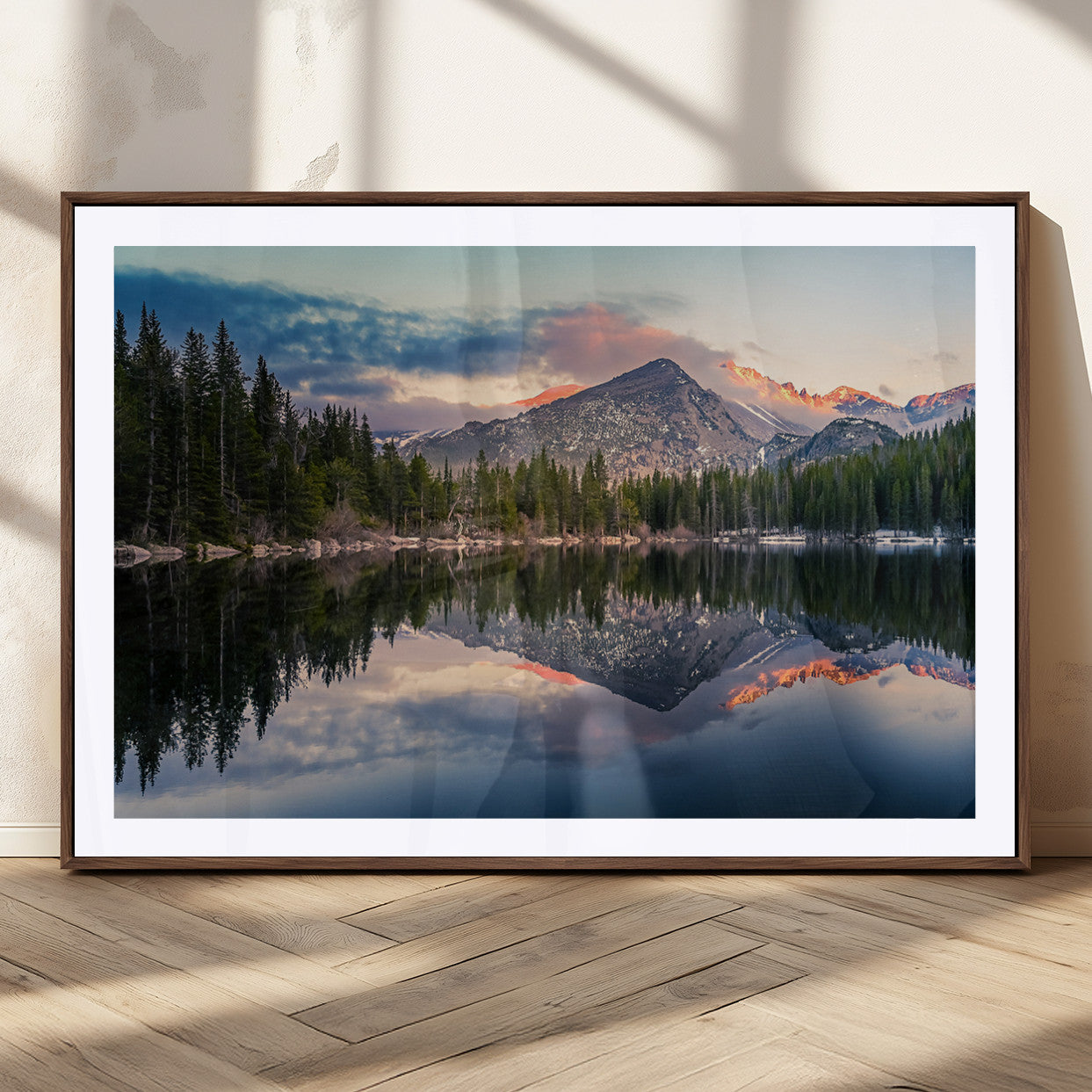 MGC-FP-36x24 - Bear Lake Reflection at Rocky Mountain National Park Wall Art Canvas Print, Scenic Mountain Landscape Canvas Print Set | Mountain Lake Wall Art Print