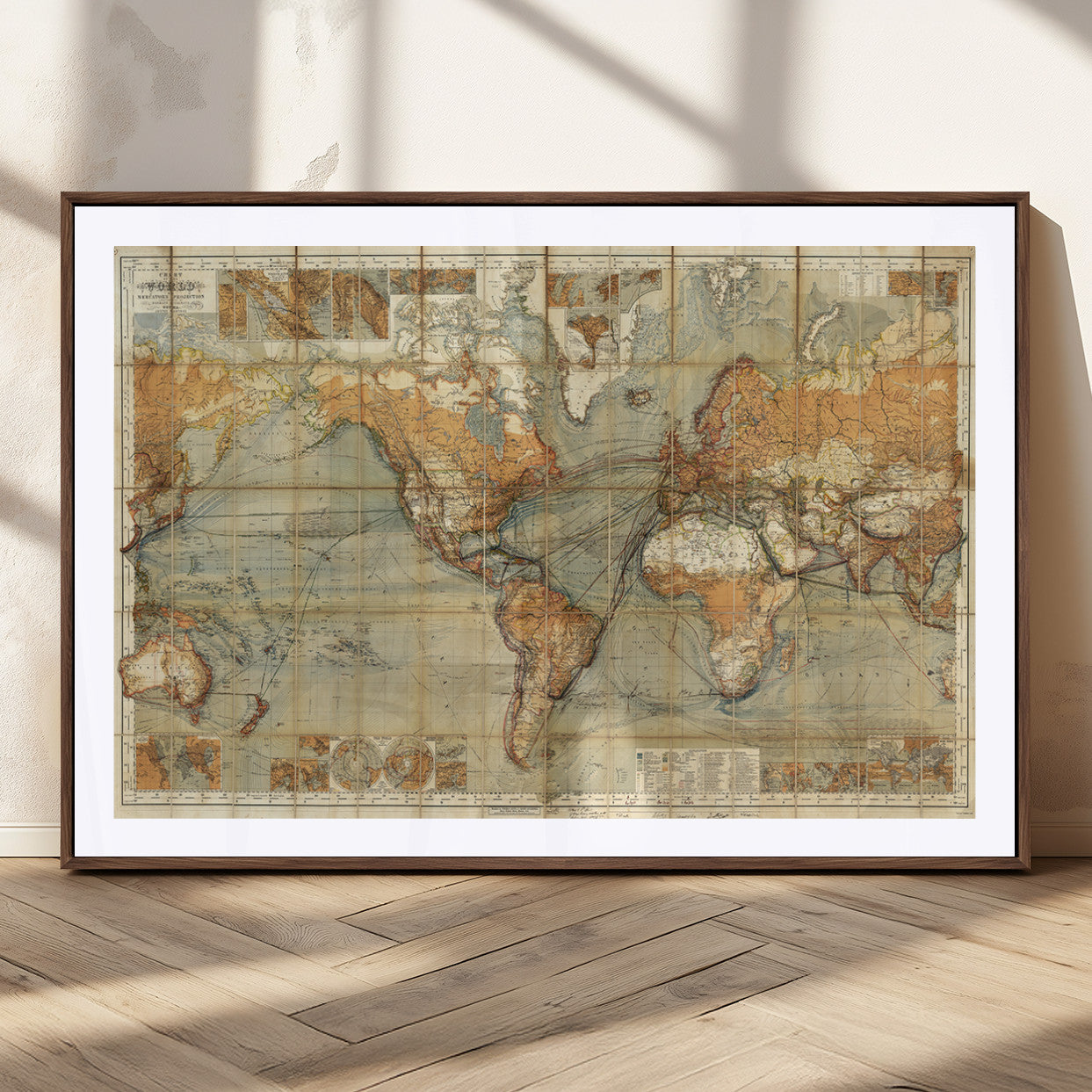 MGC-FP-36x24 - Push Pin World Map Canvas Print – Framed Wall Art for Couples to Track Their Travels – Anniversary