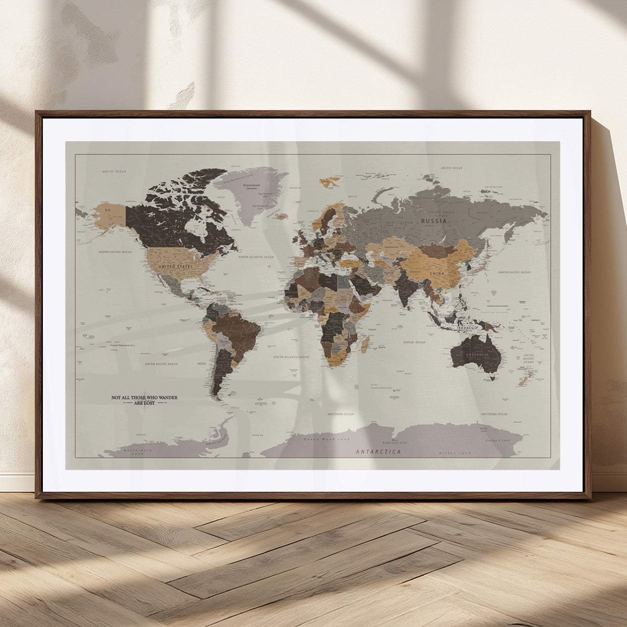MGC-FP-36x24 - Push Pin World Map Canvas Print – Framed Wall Art for Couples to Track Their Travels – Anniversary