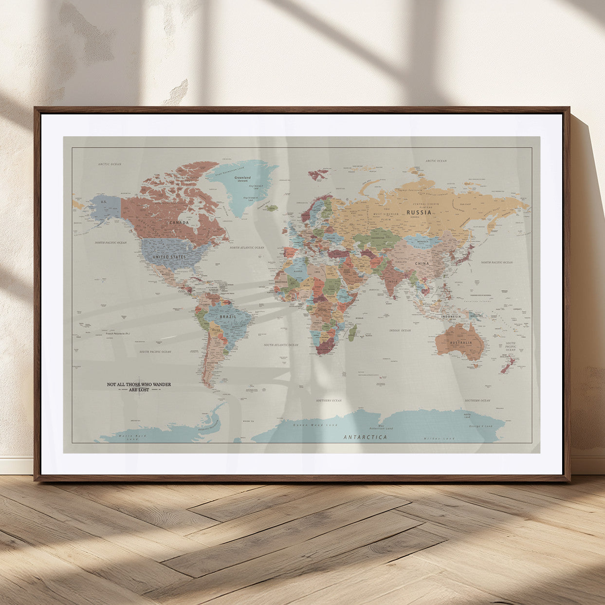 MGC-FP-36x24 - Push Pin World Map Canvas Print – Framed Wall Art for Couples to Track Their Travels – Anniversary