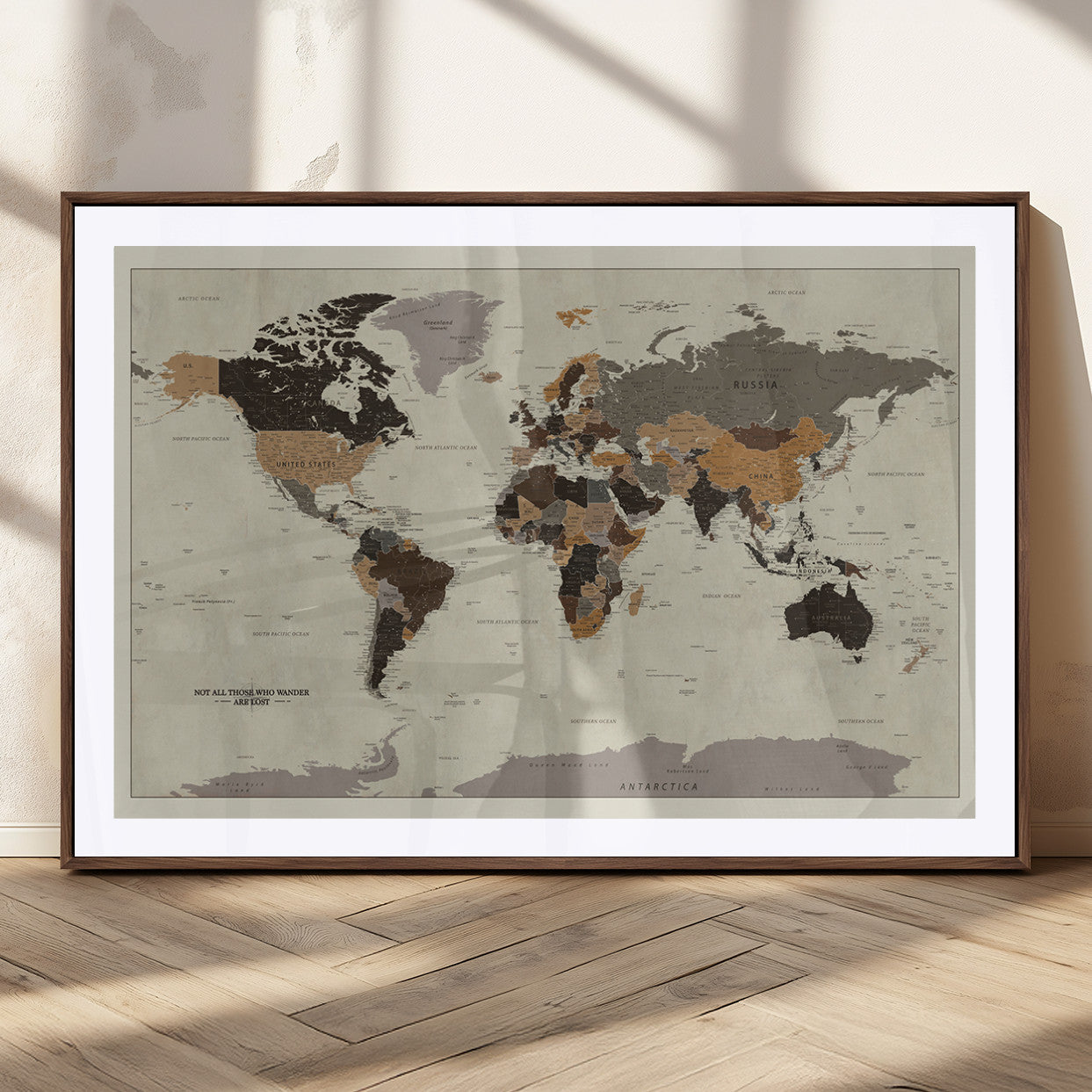 MGC-FP-36x24 - Push Pin World Map Canvas Print – Framed Wall Art for Couples to Track Their Travels – Anniversary