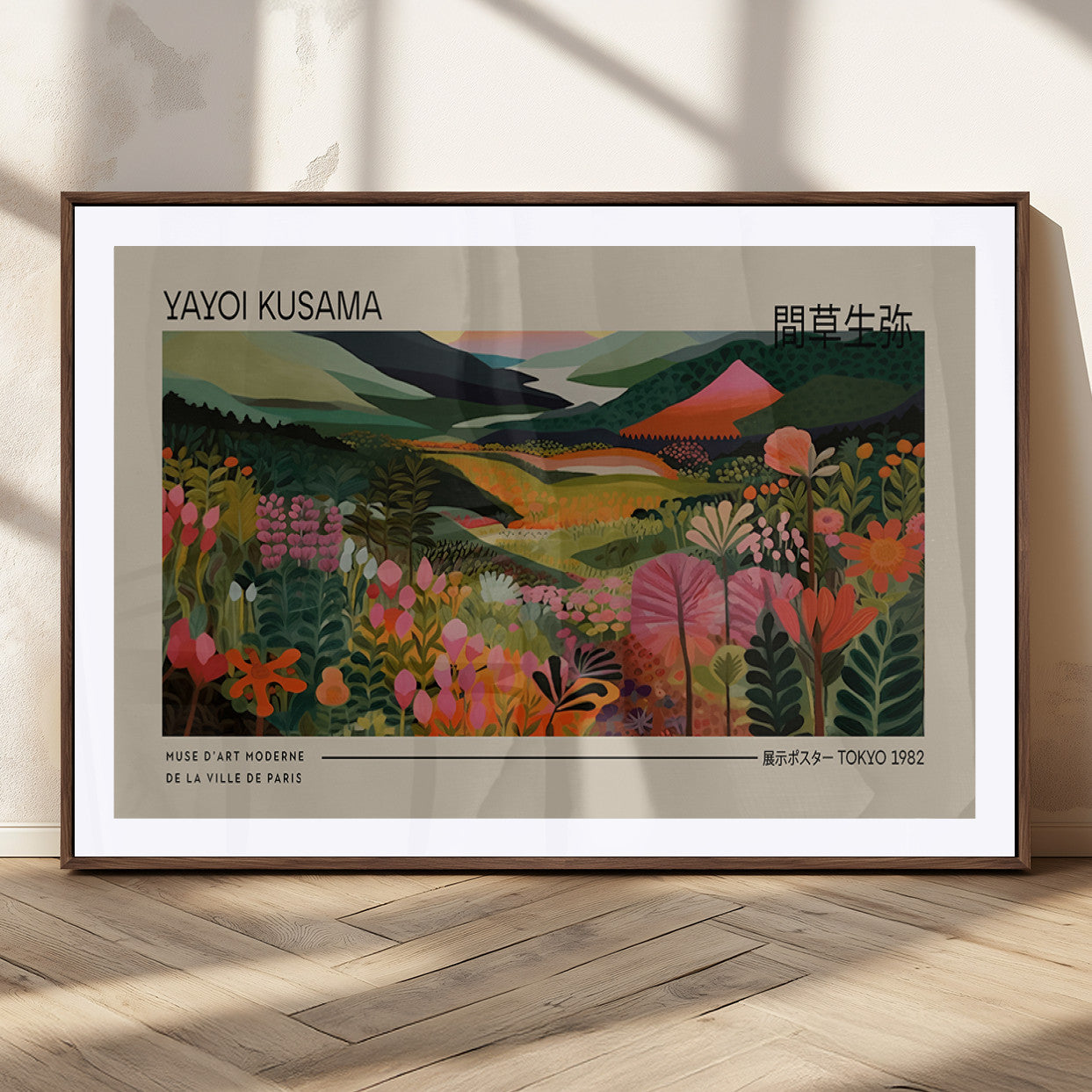MGC-FP-36x24 - Yayoi Kusama Landscape Canvas Print, Vibrant Floral Mountain Art Print, Botanical Flower Nature
