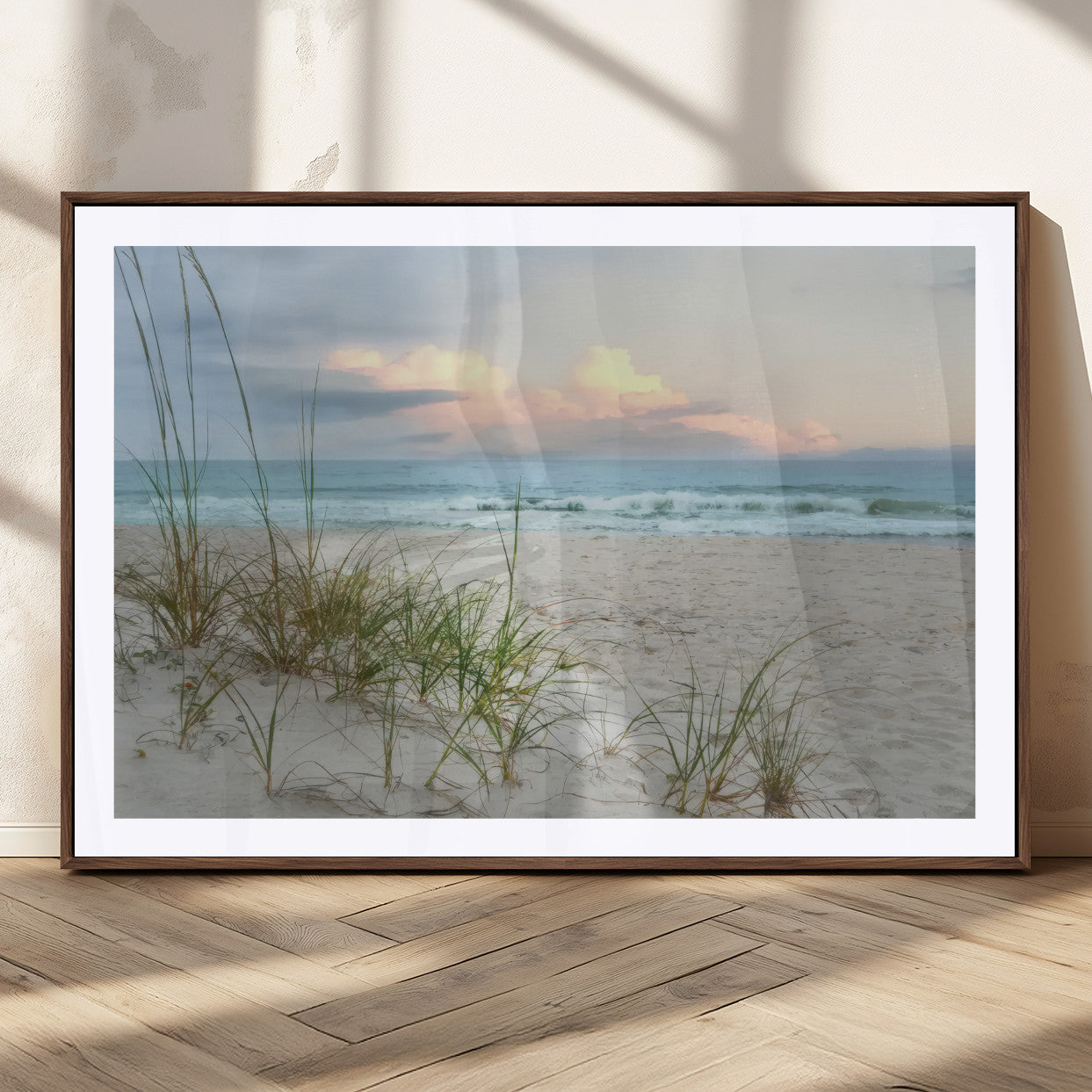 MGC-FP-36x24 - Flight Over Coastal Beach Landscape, Flight Over Coastal Beach Print Canvas Wall Art