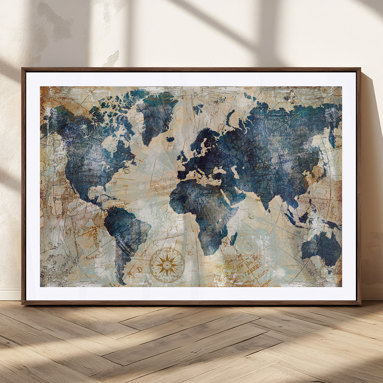 MGC-FP-36x24 - Push Pin World Map Canvas Print – Framed Wall Art for Couples to Track Their Travels – Anniversary