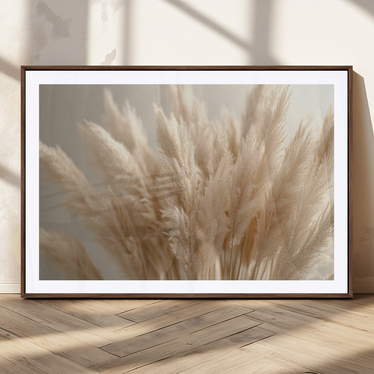 MGC-FP-36x24 - Pampas Grass Canvas Wall Art - Elegant Neutral Decor for Living Room, Boho Minimalist Artwork, Ready