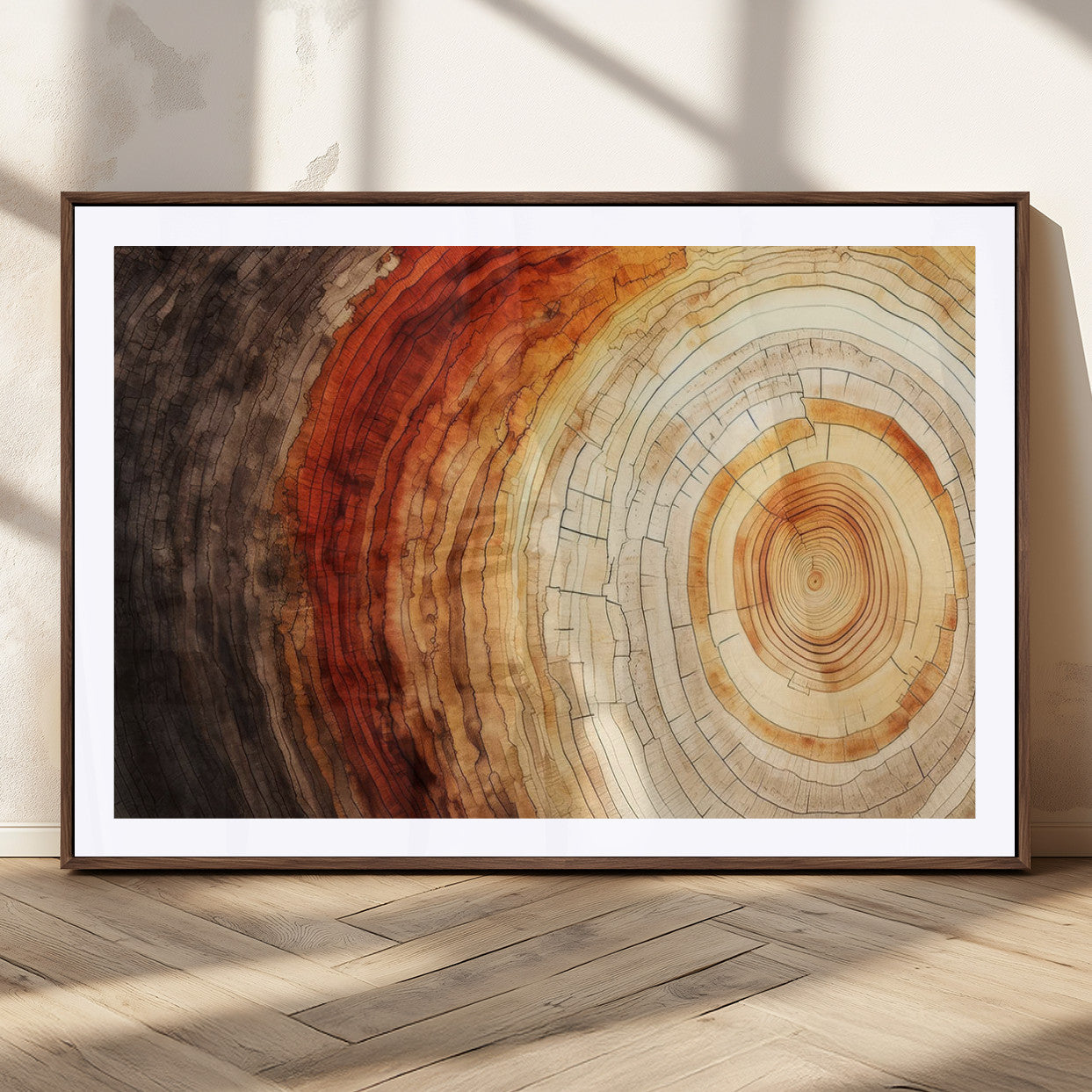 MGC-FP-36x24 - Tree Ring Print on Canvas Wall Art, Tree Stump Print, Wood Wall Art Living Room, Abstract Natural