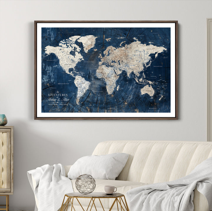 Personalized World Map Wall Art Print - Framed Custom World Map Canvas Print - Personalized World Map Wall Art, Customize Wall Art Map Print