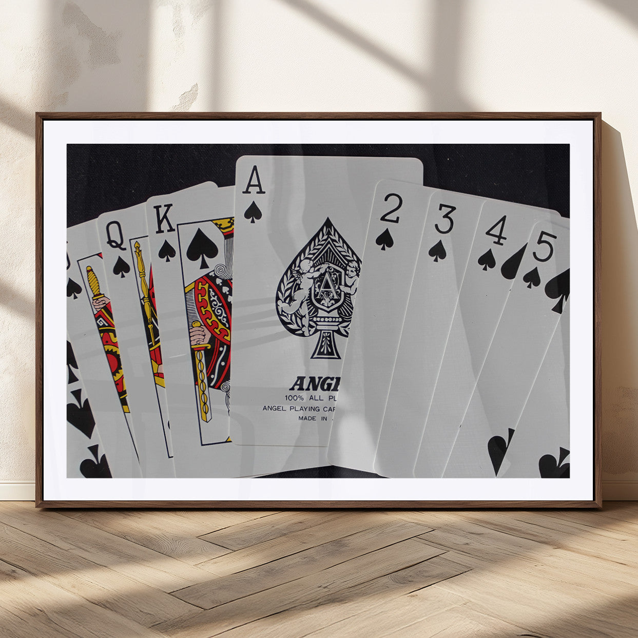 MGC-FP-36x24 - Poker Wall Art - Playing Cards Canvas Wall Art Print - Ace of Spades and Royal Flush Design, Perfect