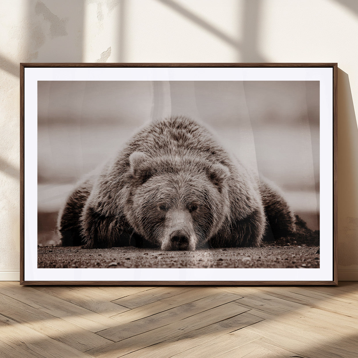 MGC-FP-36x24 - Grizzly Bear Wall Art Print - Bear Canvas Wall Art - Rustic Bear Portrait Canvas Print for Cabin