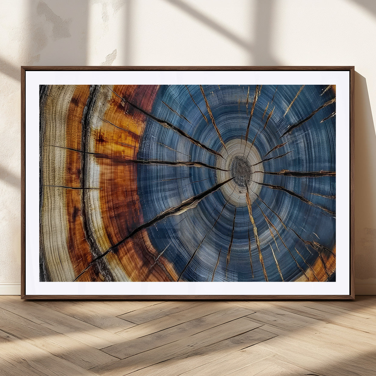 MGC-FP-36x24 - Abstract Tree Rings Canvas Wall Art - Wood Grain Canvas Print - Nature-Inspired Modern Wood Grain
