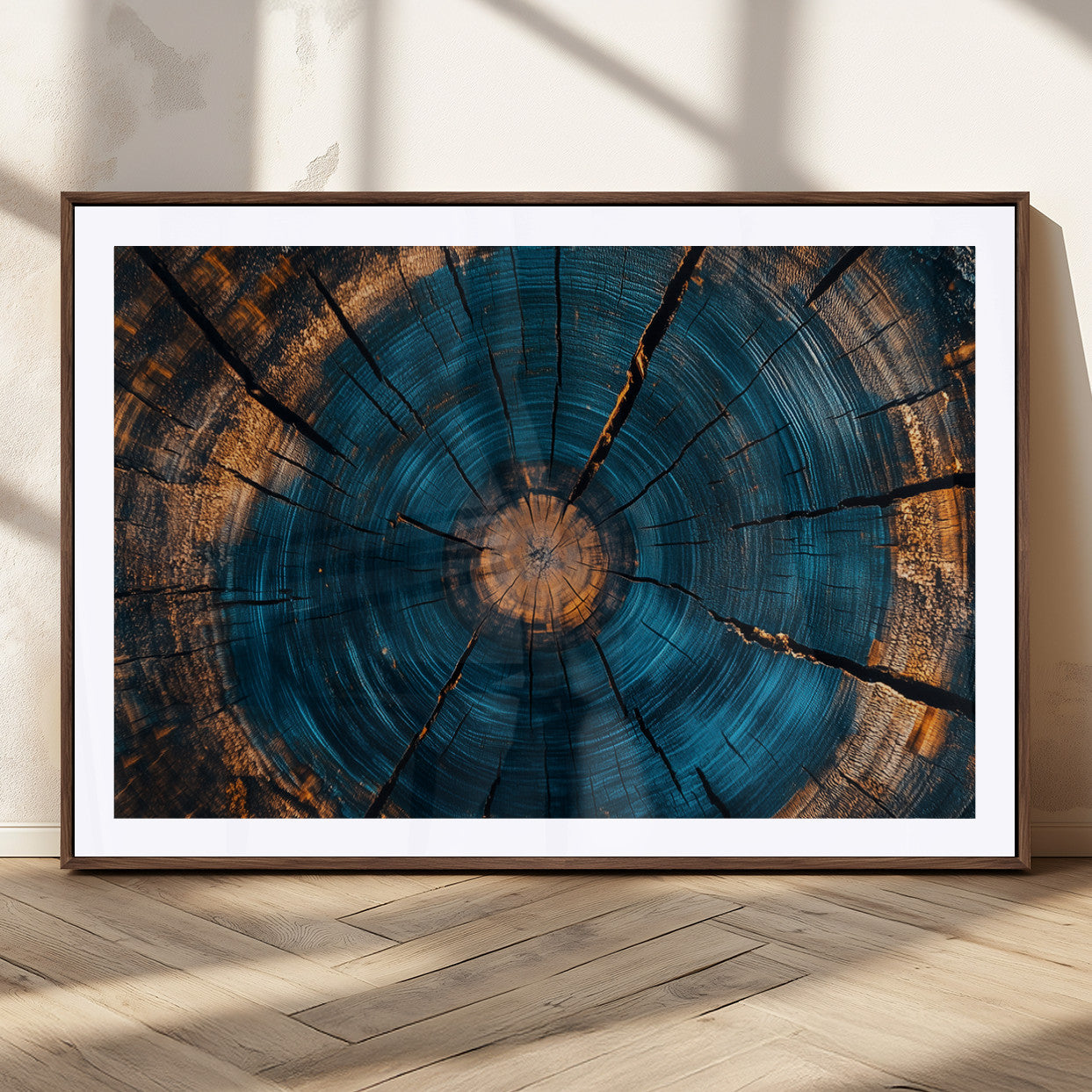 MGC-FP-36x24 - Abstract Tree Rings Wall Art Canvas Print - Wood Grain Rings Artwork Print - Nature Woodland Modern