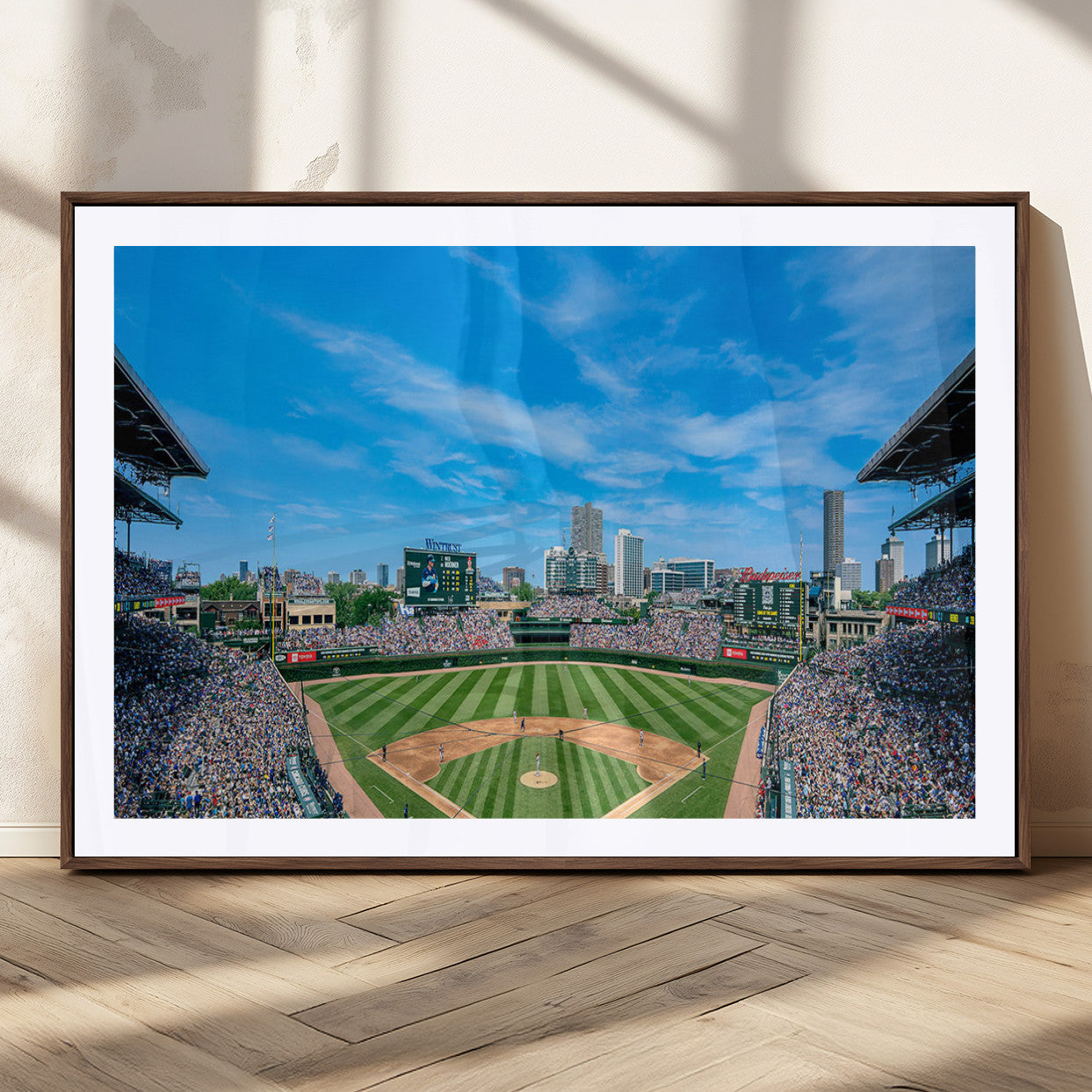 MGC-FP-36x24 - Wrigley Field Chicago Cubs Panoramic Art Multi Piece Canvas - Iconic Baseball Stadium Print for