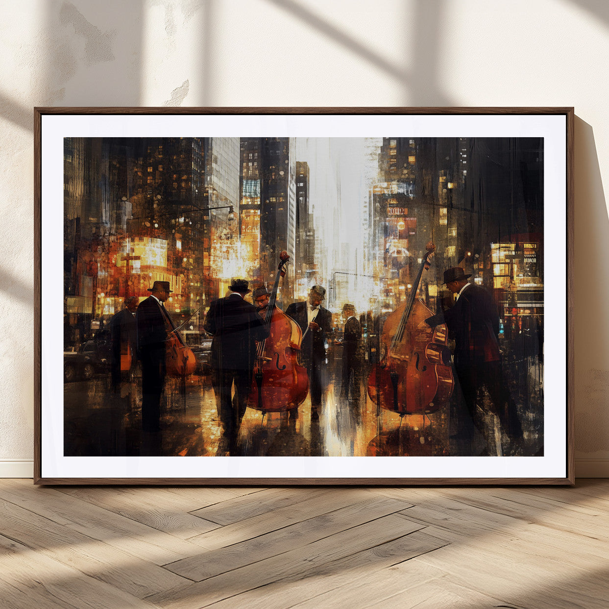 MGC-FP-36x24 - Abstract Jazz Art Wall Art Canvas Print - Framed Abstract Music Canvas - Colorful Instrument Poster