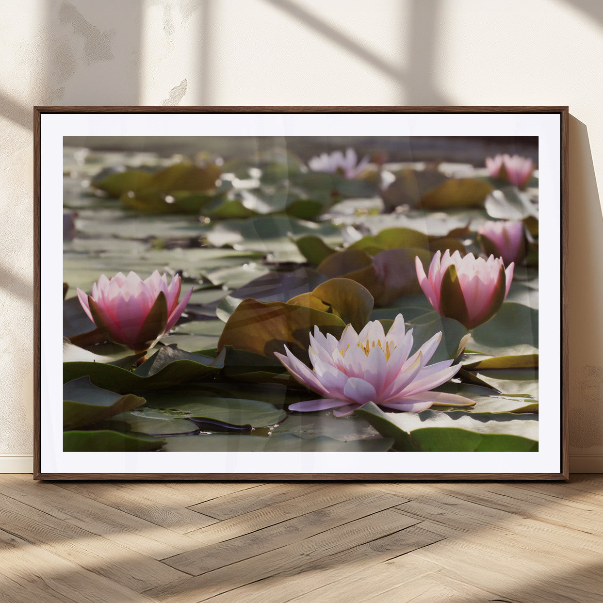 MGC-FP-36x24 - Lotus Flower Wall Art Canvas Print, Water Lily Large Wall Art Canvas Print for Yoga Room Decor,