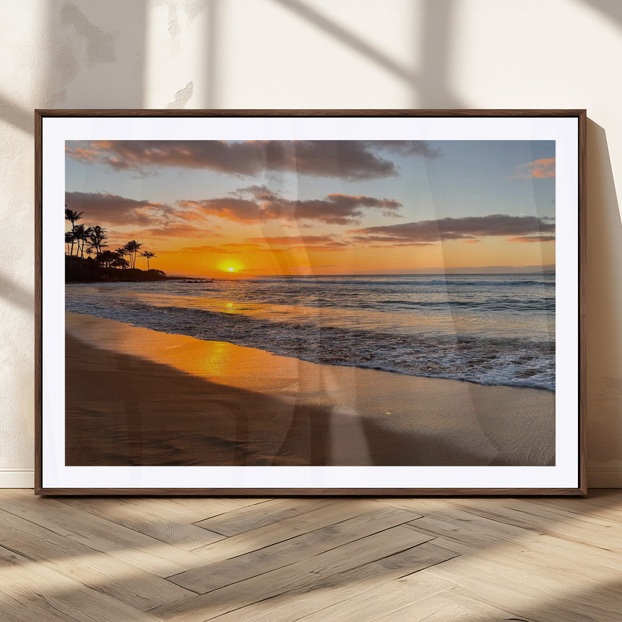 MGC-FP-36x24 - Sunset Wall Art Print - Stunning Beach Sunset Canvas Artwork for Elegant Home or Office Coastal