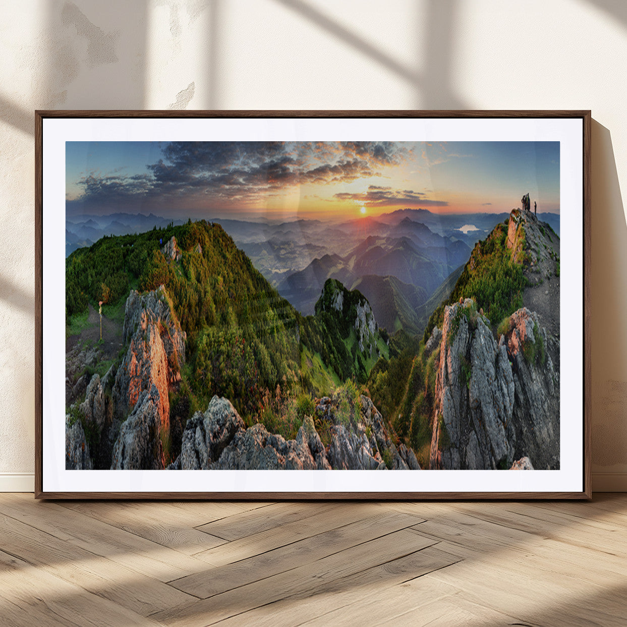 MGC-FP-36x24 - Mountain Sunset Panoramic Canvas Print – Scenic Wilderness Landscape, Majestic Summit , Multi-Panel