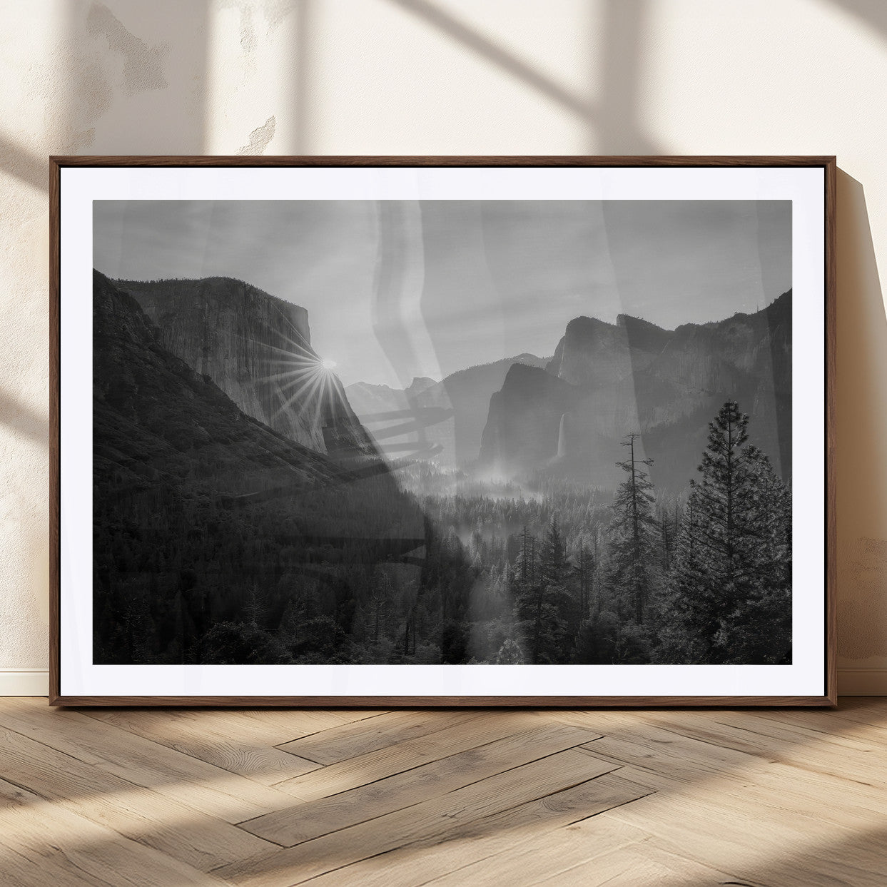 MGC-FP-36x24 - Yosemite Valley Wall Art Canvas Print, Framed El Capitan Sunrise Art Picture Print, Misty Mountain Perfect Modern Rustic Decor Artwork