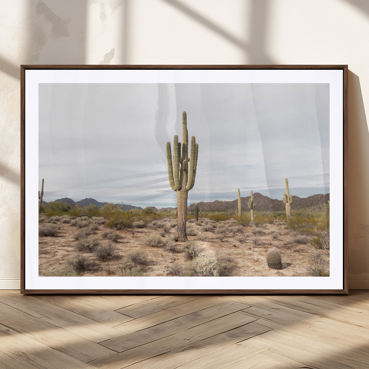 MGC-FP-36x24 - Saguaro Cactus Wall Art Canvas Print, Framed Desert Cactus Art Picture Print, Earthy Desert Perfect Southwestern Boho Decor Artwork