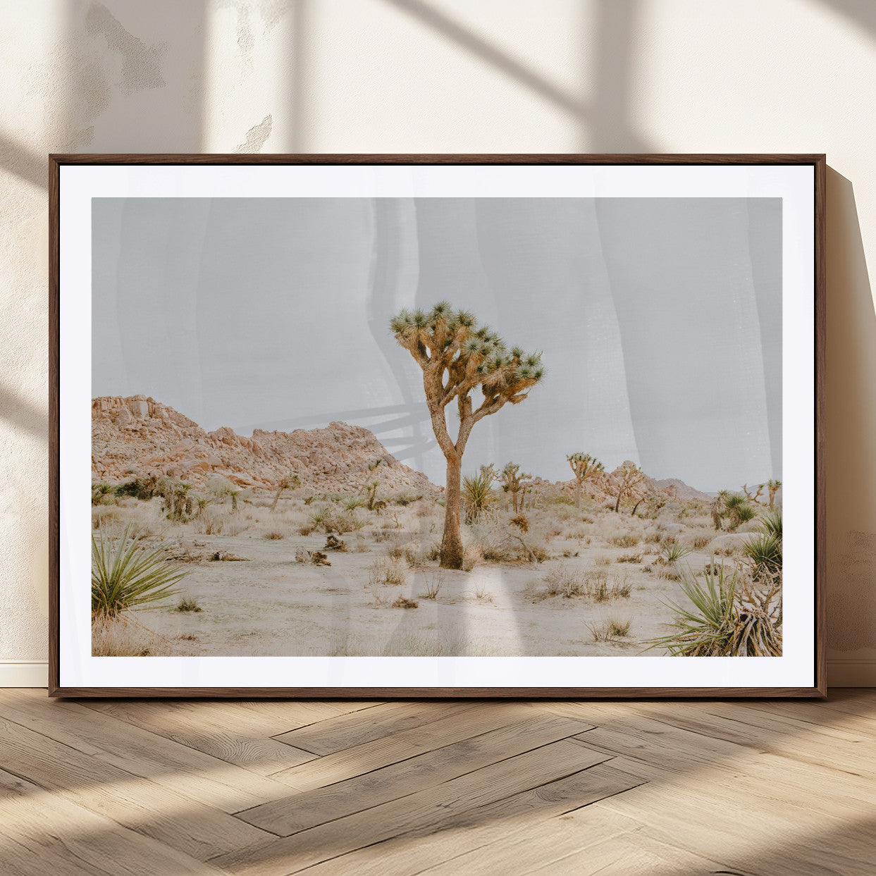 MGC-FP-36x24 - Joshua Tree Wall Art Canvas Print, Framed Neutral Desert Art Picture Print, Earthy Landscape Perfect Neutral Boho Decor Artwork