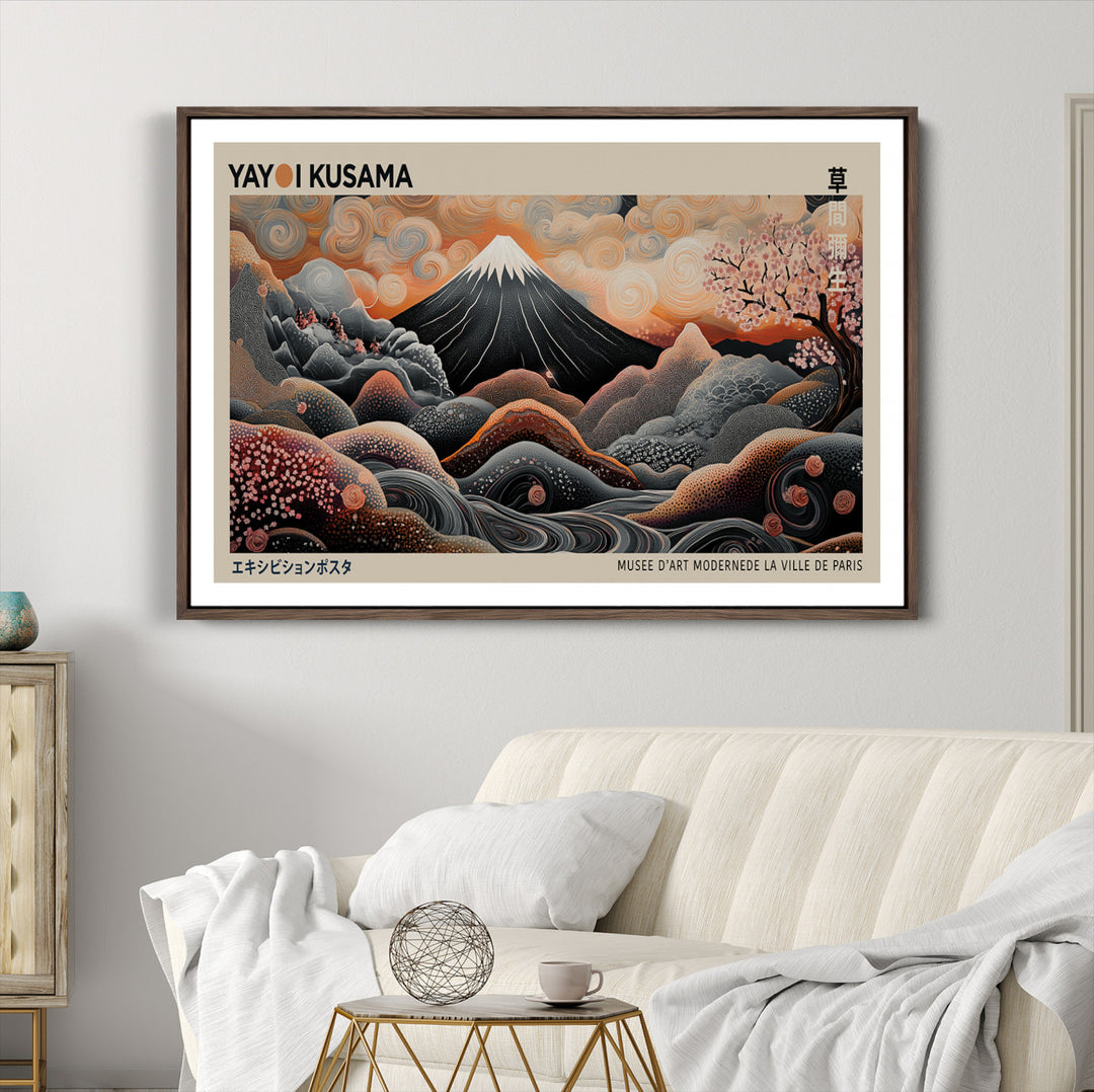 Modern Japanese Wall Art Print Yayoi Kusama Canvas Wall Art Abstract Mount Fuji Canvas Print Japanese Landscape Art Printing