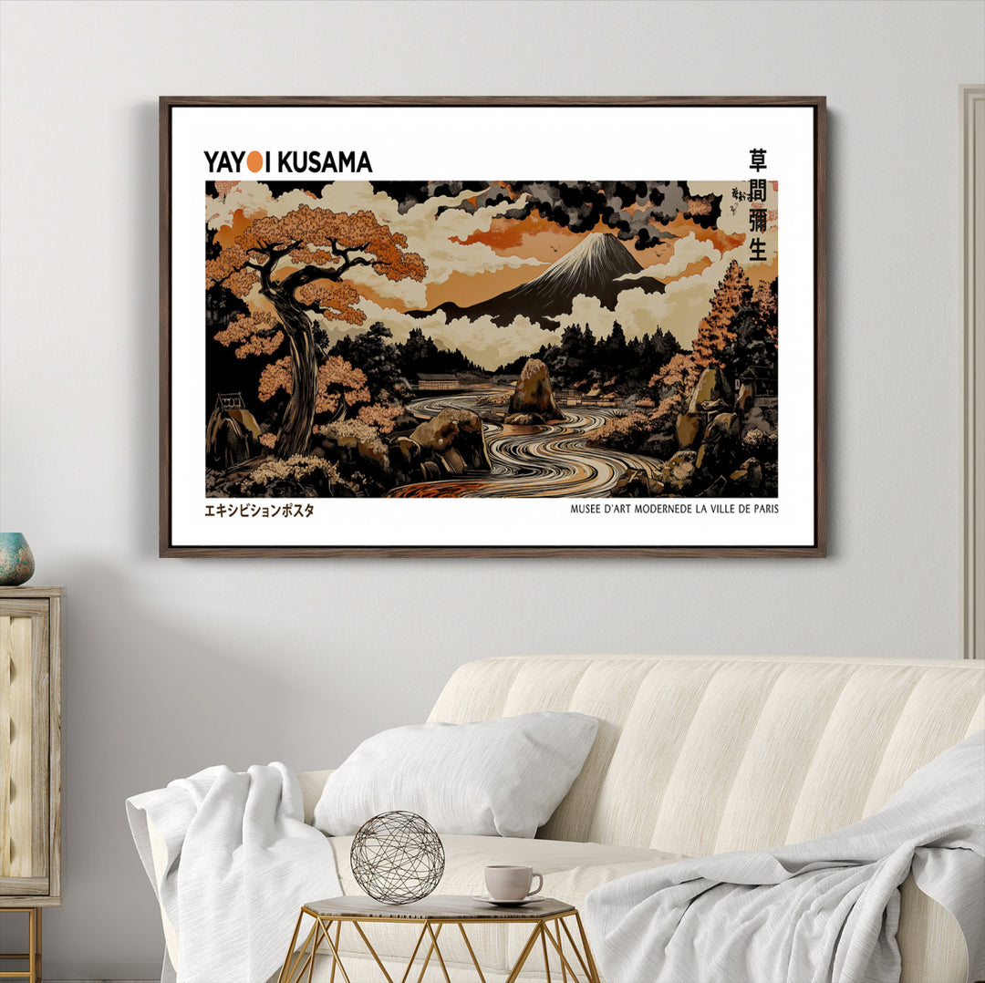 Modern Japanese Wall Art Print Yayoi Kusama Canvas Wall Art Abstract Mount Fuji Canvas Print Japanese Landscape Art Printing