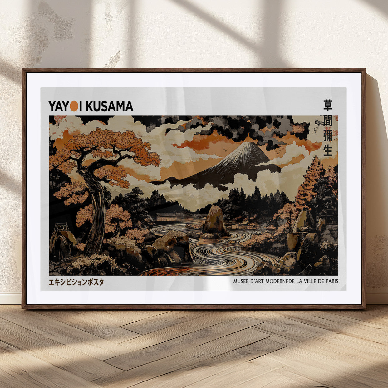 MGC-FP-36x24 - Modern Japanese Wall Art Print Yayoi Kusama Canvas Wall Art Abstract Mount Fuji Canvas Print