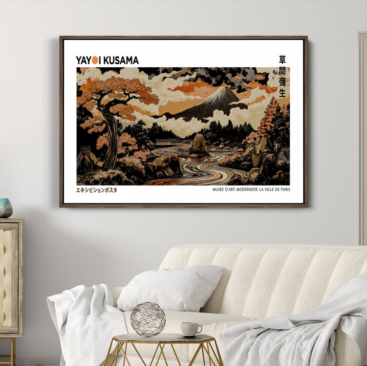 Modern Japanese Wall Art Print Yayoi Kusama Canvas Wall Art Abstract Mount Fuji Canvas Print Japanese Landscape Art Printing