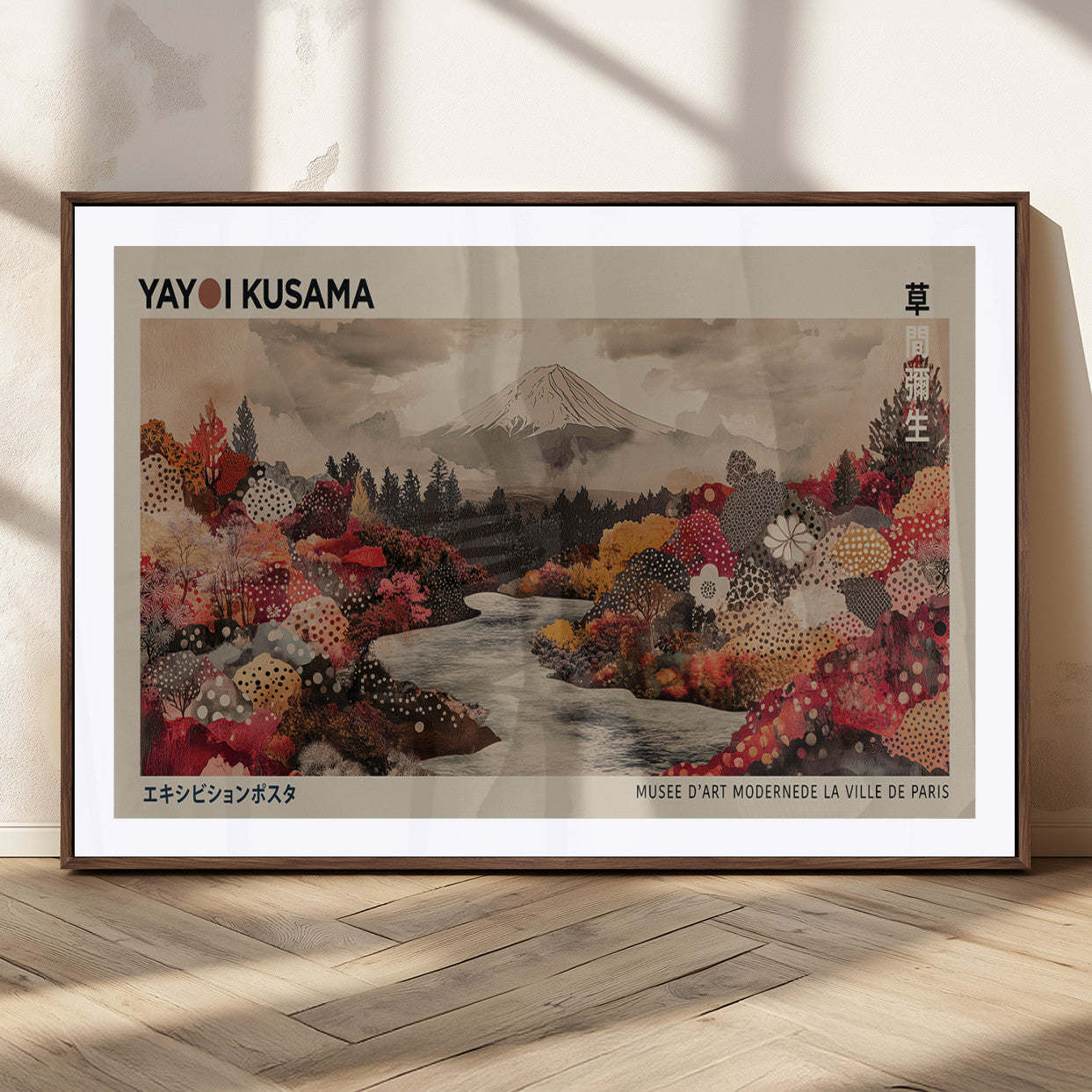 MGC-FP-36x24 - Modern Japanese Wall Art Print Yayoi Kusama Canvas Wall Art Abstract Mount Fuji Canvas Print