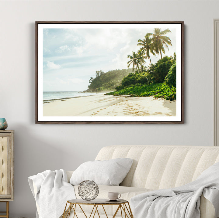 Relaxing Beach Wall Art Canvas Print, Framed Ocean View Art Picture Print, Coastal Serenity Perfect Tropical Coastal Decor Artwork