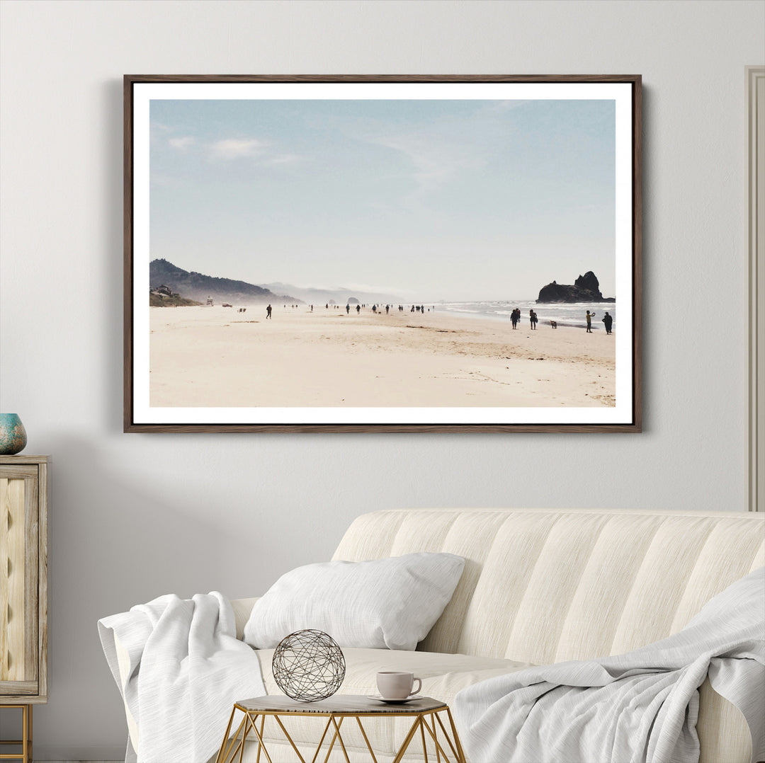 Minimalist Beach Wall Art Canvas Print, Framed Coastal Serenity Art Picture Print, Soft Sand Perfect Coastal Decor Artwork