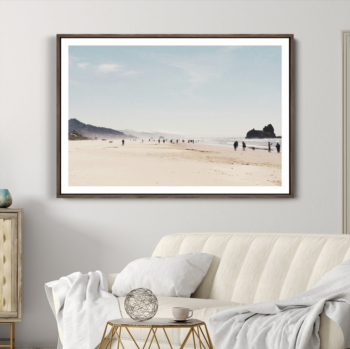 Minimalist Beach Wall Art Canvas Print, Framed Coastal Serenity Art Picture Print, Soft Sand Perfect Coastal Decor Artwork