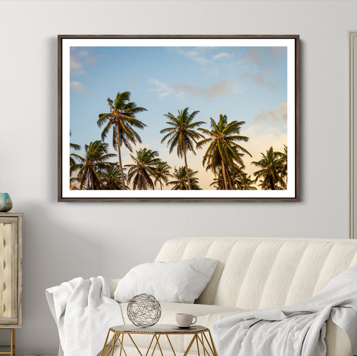 Palms Wall Art Canvas Print, Framed Tropical Art Picture Print, Coastal Perfect Coastal Decor Artwork