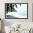 Tropical Beach Wall Art Canvas Print, Framed Serene Ocean Art Picture Print, Palm Tree Shadows Perfect Tropical Coastal Decor Artwork