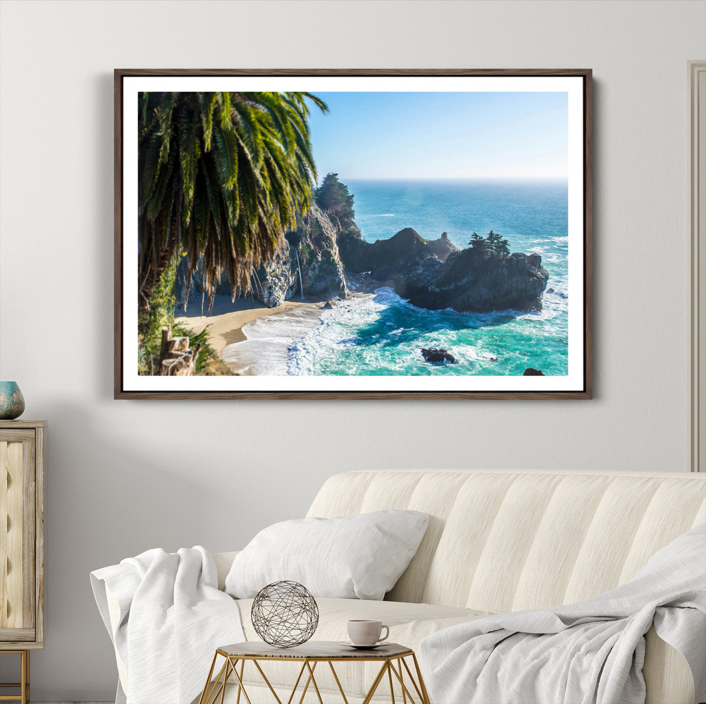 49714835-MGC-FP-36x24-Big Sur Wall Art Canvas Print – Framed California Coastline Tropical Ocean Photography Scenic Artwork for Home Office