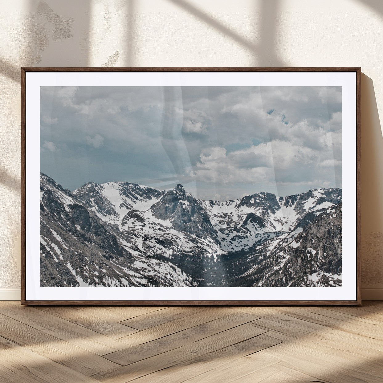 MGC-FP-36x24 - Snowy Peaks Wall Art Canvas Print, Framed Alpine Wilderness Art Picture Print, Mountain Escape Perfect Winter Serenity Decor Artwork
