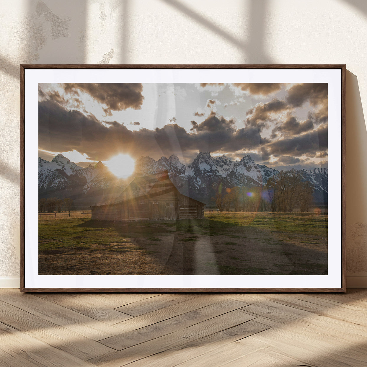 MGC-FP-36x24 - Snowy Peaks Wall Art Canvas Print, Framed Nature Escape Art Picture Print, Rustic Charm Perfect Rustic Western Decor Artwork