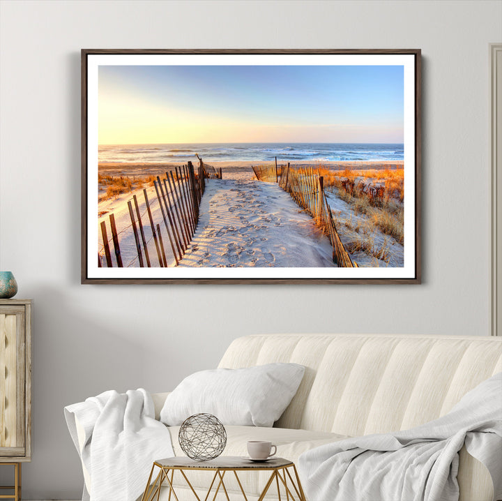 Ocean Sunset Wall Art Wall Art Canvas Print, Framed Nautical Photography Art Picture Print, Summer Beach House Decor Perfect Coastal