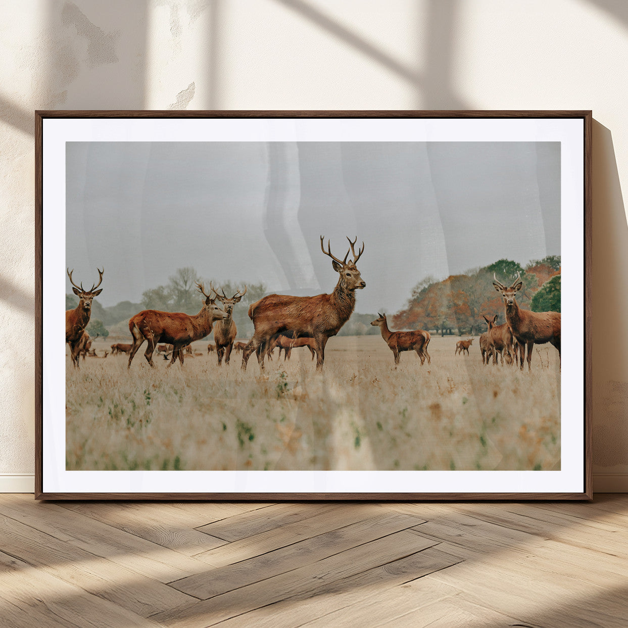MGC-FP-36x24 - Rustic Deer Print Wall Art Canvas Print, Framed Autumn Nature Canvas Art Picture Print, Wildlife Art Print Perfect Rustic Wildlife Decor Artwork