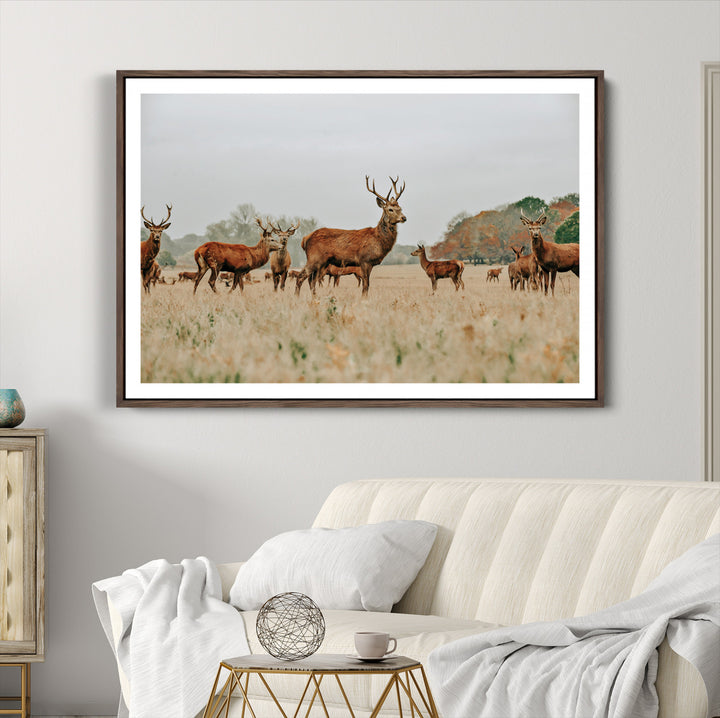 Rustic Deer Print Wall Art Canvas Print