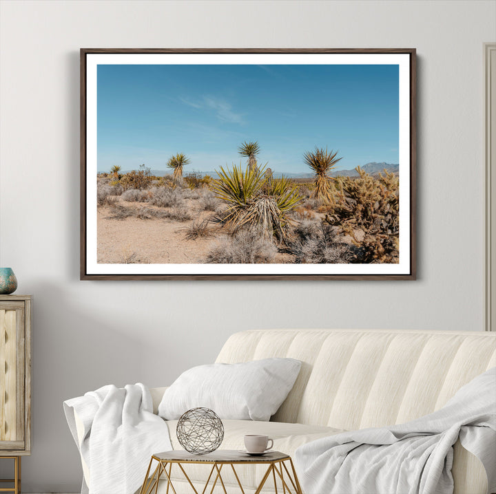 Joshua Tree Wall Art Canvas Print, Desert Landscape Print, Framed Warm Earth Tones Art Print, Large California Southwest Printing