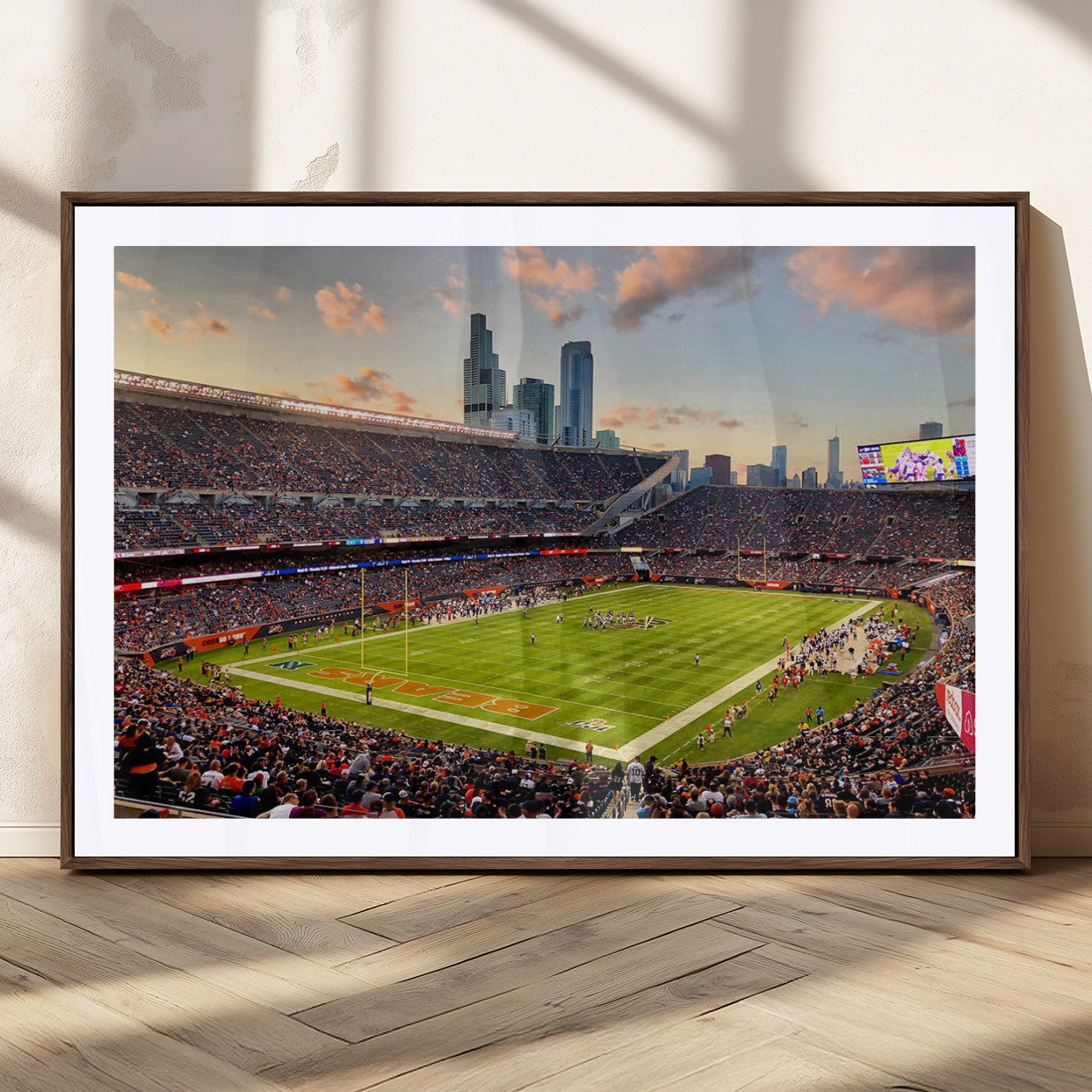 MGC-FP-36x24 - Chicago Bears Soldiers Field Wall Art Canvas Print – Framed Football Stadium Artwork for Sports