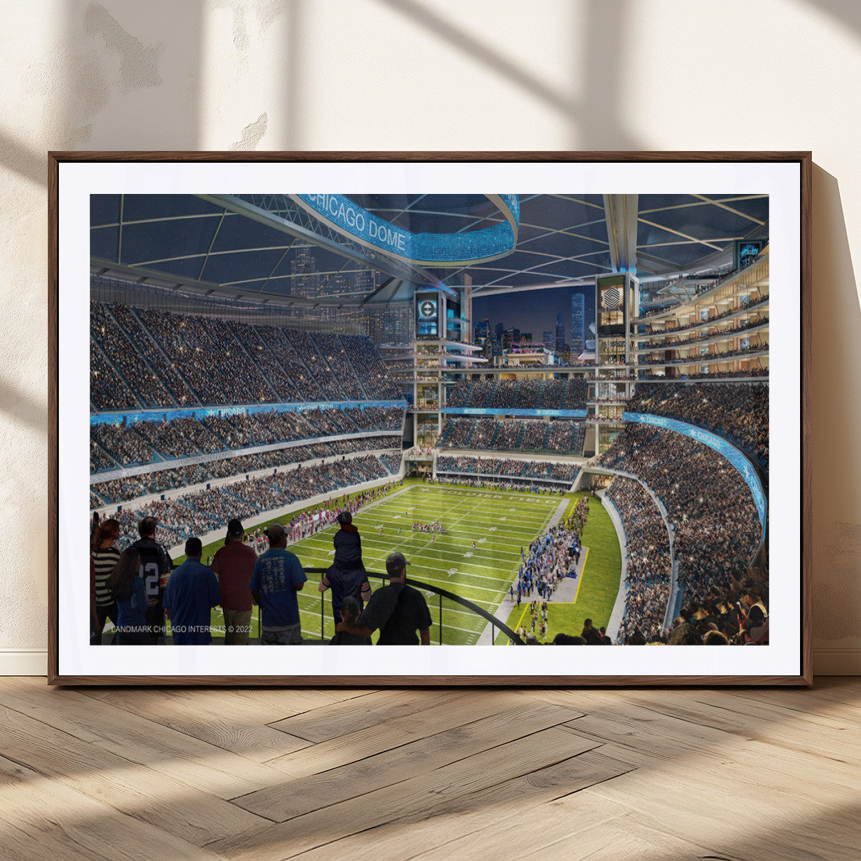MGC-FP-36x24 - Chicago Bears Soldiers Field Wall Art Canvas Print – Framed Football Stadium Artwork for Sports