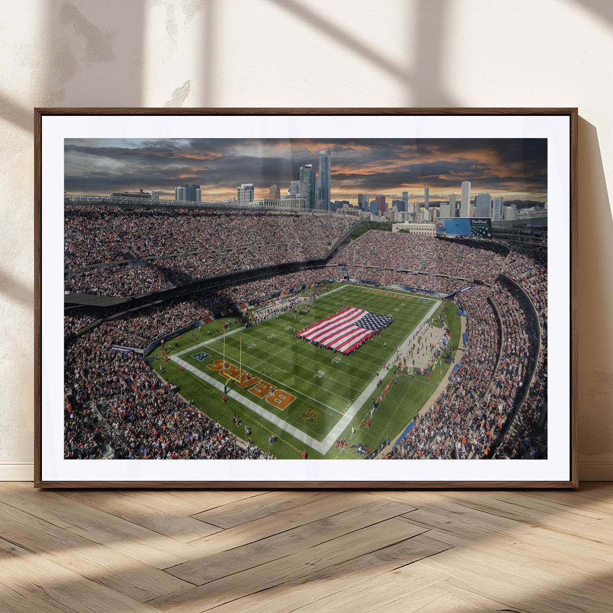 MGC-FP-36x24 - Chicago Bears Soldiers Field Wall Art Canvas Print – Framed Football Stadium Artwork for Sports