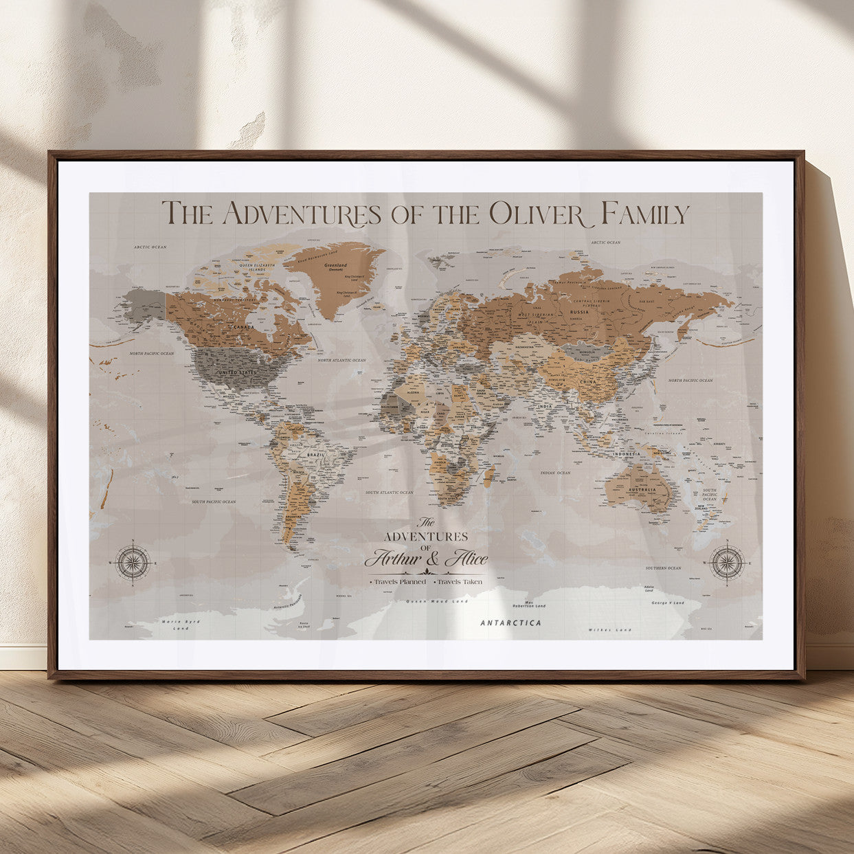 MGC-FP-36x24 - World Travel Map with Pins – Push Pin Maps of Where I've Been, Framed Wall Map for Travel Memories,